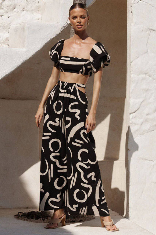 Olivia - Set Top e Gonna con Stampa Astratta