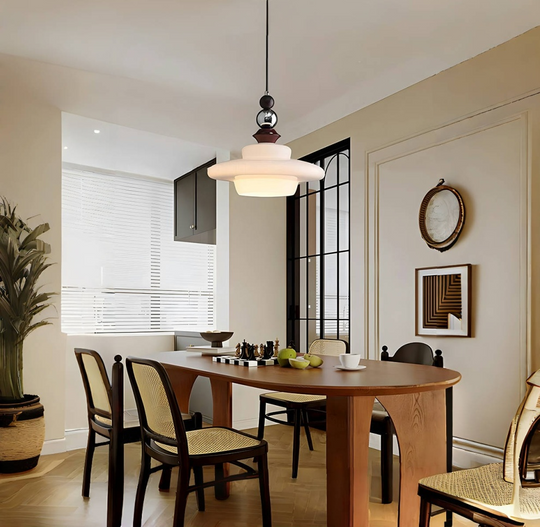 LumoVita | Lampada a sospensione da tavolo da pranzo in vetro medievale | Beige