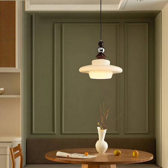 LumoVita | Lampada a sospensione da tavolo da pranzo in vetro medievale | Beige