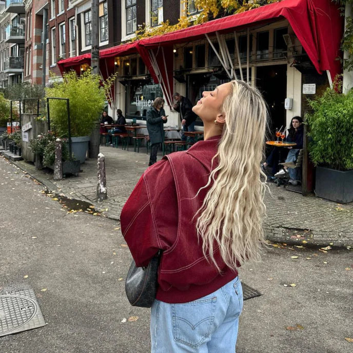 Jessy - Giacca oversize in pelle stile strada
