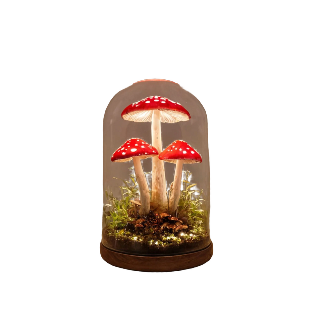 Liora | Handgefertigte Pilzlampe mit warmem Licht | Rot