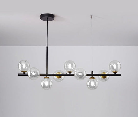 LumoÉlan | Lampada a sospensione da tavolo da pranzo di lusso in vetro soffiato a bocca | Nero