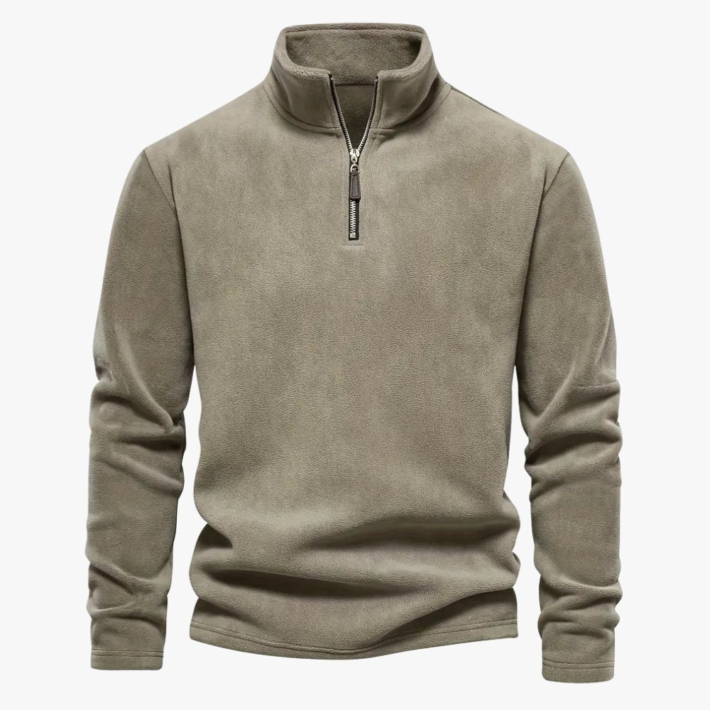 Detail van de ademende fleece stof van de Daan sweater.
