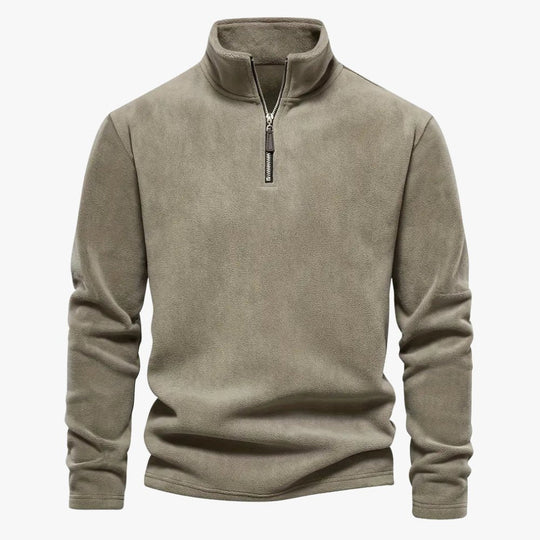 Detail van de ademende fleece stof van de Daan sweater.
