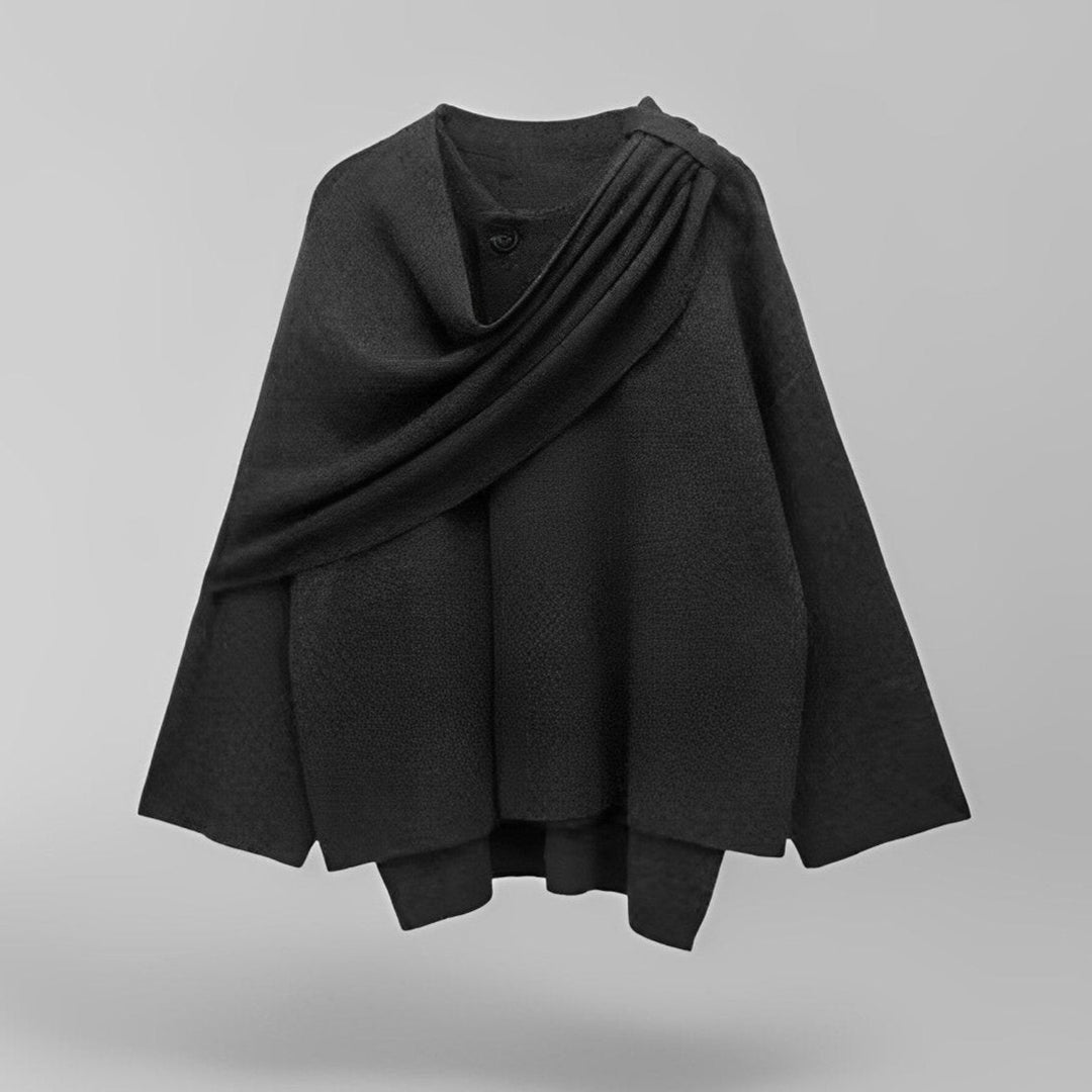 Celina | Top Mantella Asimmetrico da Donna | Grigio Scuro