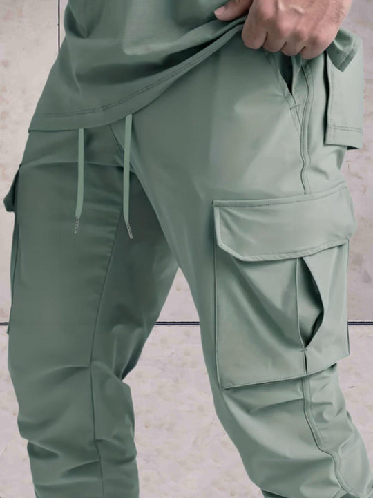 Michael - Elegant green pants with multiple pockets