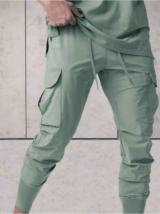 Michael - Elegant green pants with multiple pockets