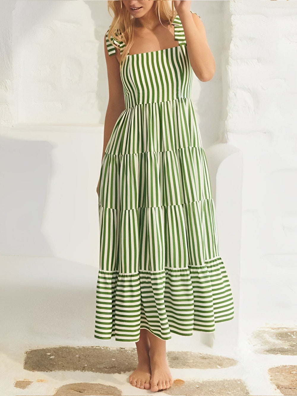 Luna - Gestreiftes Maxikleid mit Lagenrock