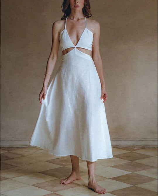 Lara - Maxi Dress with Open Back and Bow Detail