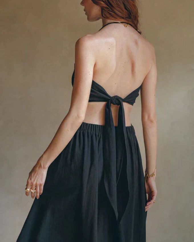 Lara - Maxikleid mit offenem Rücken und Schleifendetail