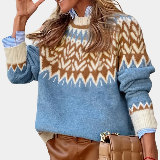 Livia| Maglione Trendy Donna con Motivo Etnico | Blu