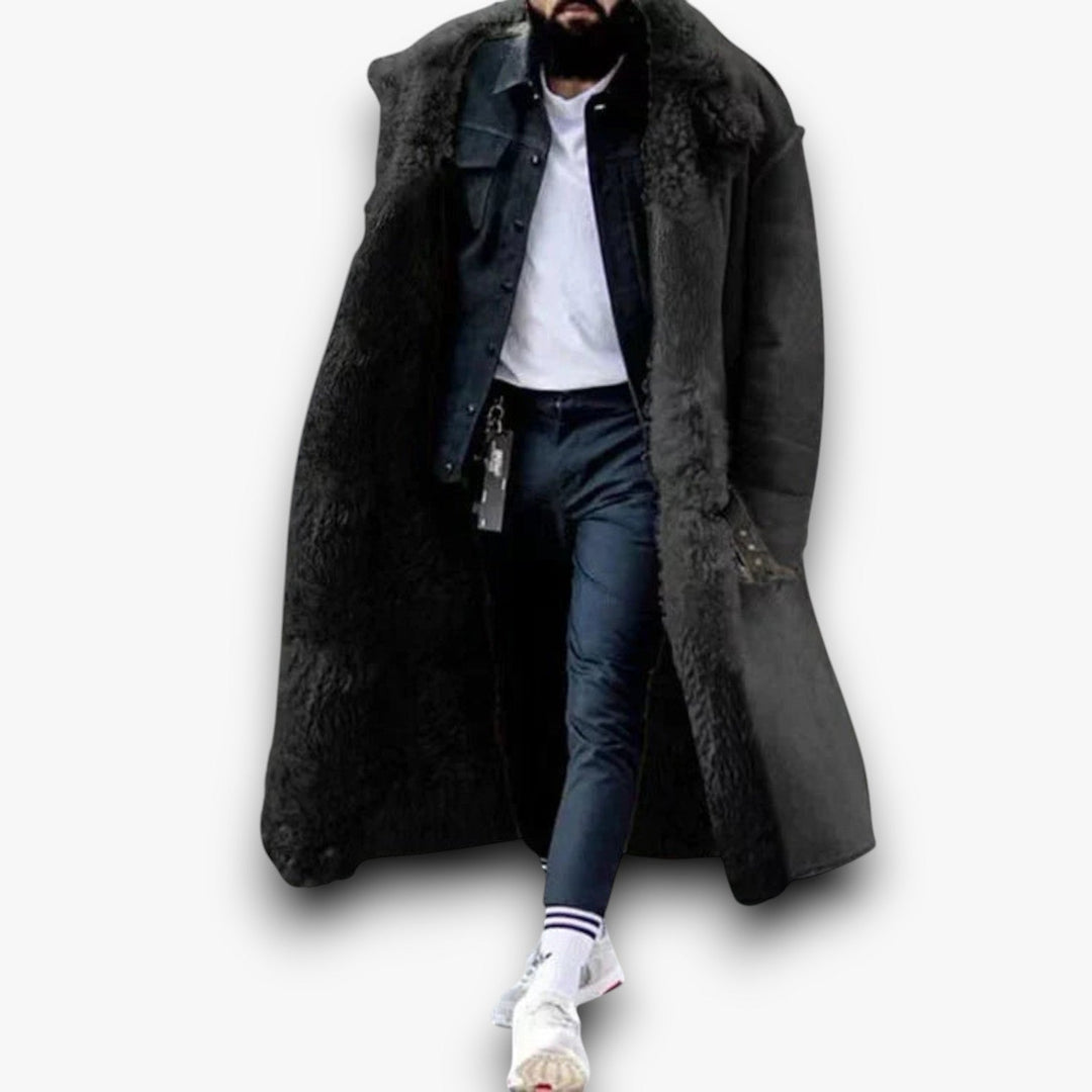 Lange luxe winterjas met warme voering en stijlvolle uitstraling.