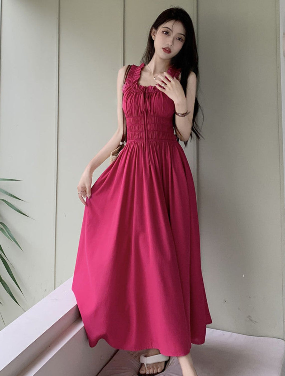 Ivana - Elegant Maxi Dress with Smocked Bodice