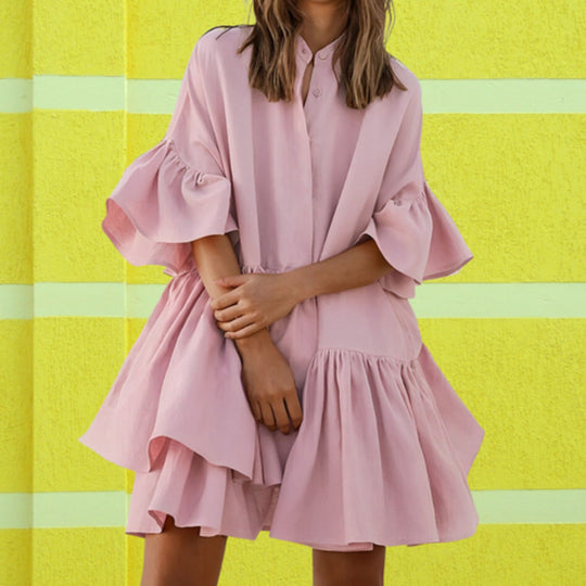 Hina - Elegant dress with wide flared sleeves