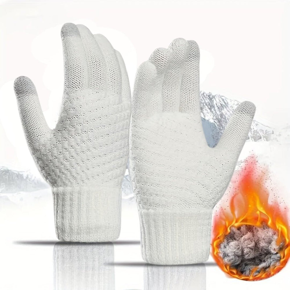 Okergele handschoenen met touchscreen-vingertoppen en stijlvolle structuur.
