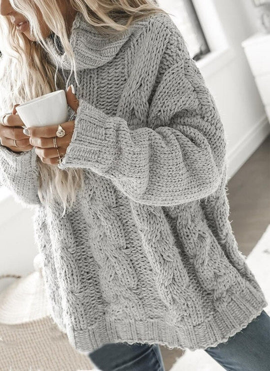 Luna - Maglione lavorato a maglia accogliente con collo alto