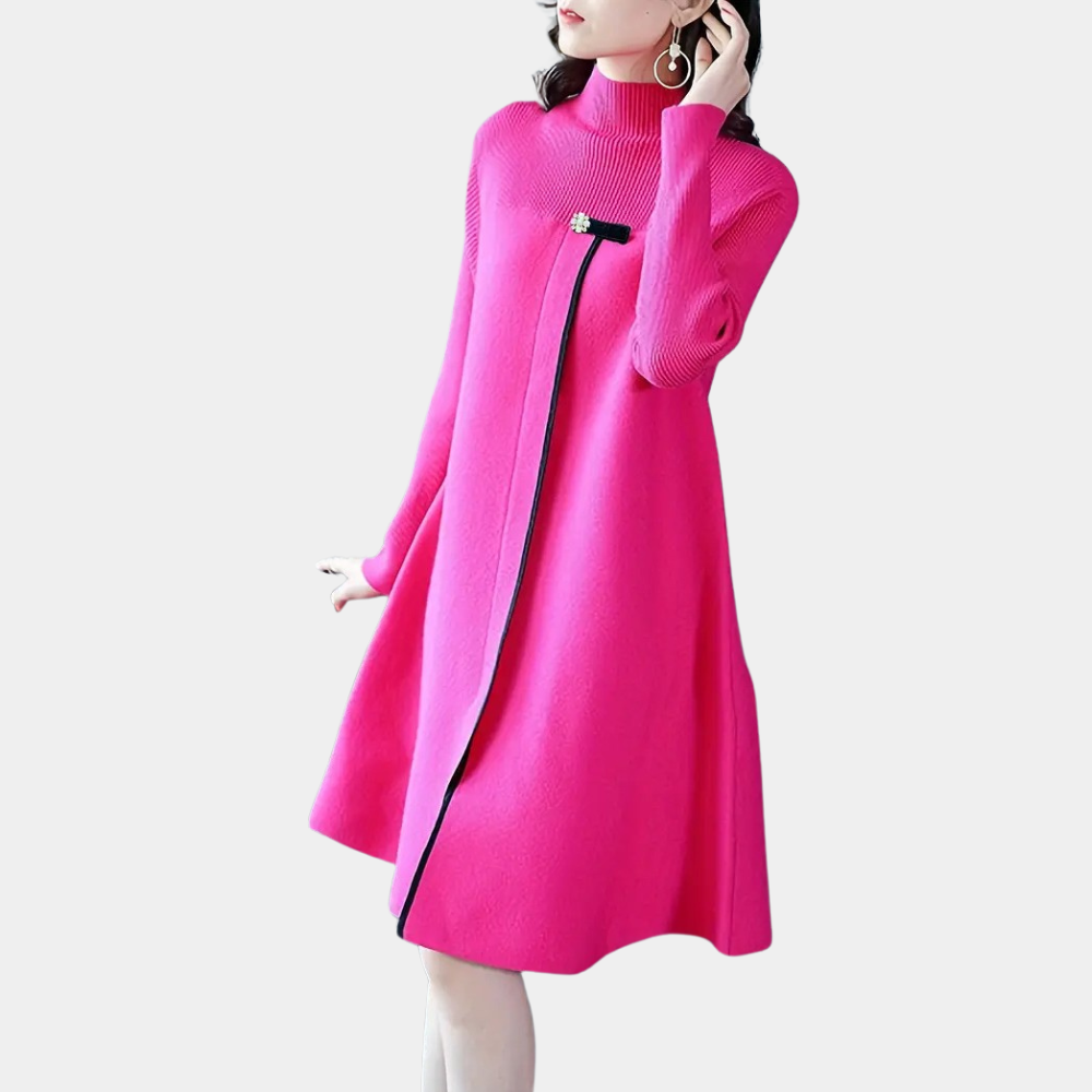 Liora | Damen Klassischer Pullover Kleid | Rosa
