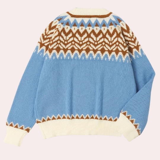 Livia| Maglione Trendy Donna con Motivo Etnico | Blu